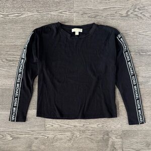 🌼MICHAEL KORS🌼 Black Waffle Knit Logo Tape Top